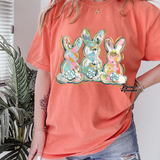 Colorful Watercolor Bunny Backs Trio Completed Top