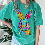 Faux Embroidery Colorful Bunny Completed Top