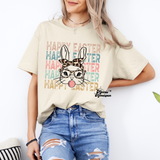 Happy Easter Bunny with Leopard Bow Completed Top