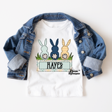 Blue Bunny Back Trio with Name Completed Top