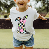 Checkered Pink Bow Bunny Completed Top