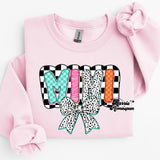 Mini Checkered Colorful Bow Completed Tees