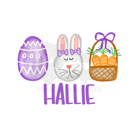 Easter Trio Purple DTF Print with name option