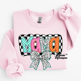Mama Checkered Colorful Bow Completed Tees
