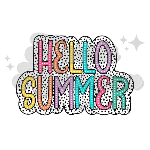 Hello Summer Colorful with Dots DTF Print