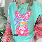 Bright Brushstrokes Bunny with Bow Completed Top