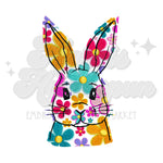 Floral Faux Embroidery Bunny DTF Print