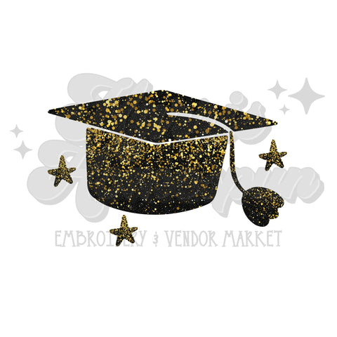 Glitter Graduation Cap DTF Print