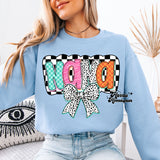 Nana Checkered Colorful Bow Completed Tees