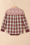 Red Colorblock Plaid and Floral Top