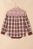 Red Colorblock Plaid and Floral Top