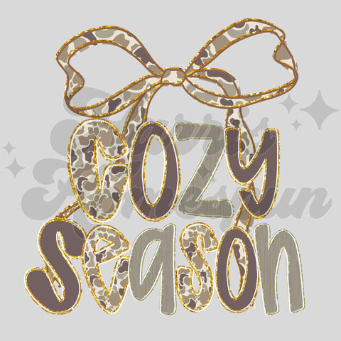Cozy Season Camo Bow DTF Print