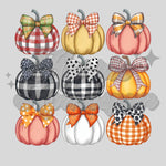 9 Pattern Pumpkins with Bows DTF Print