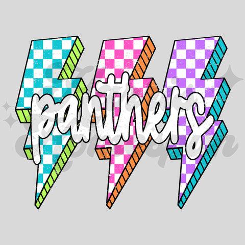 Panthers Colorful Checkered DTF Print
