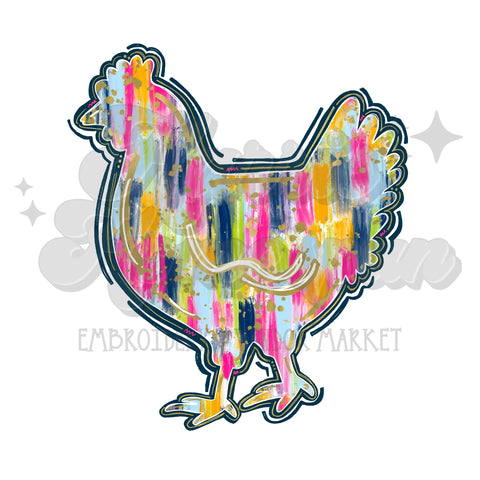 Colorful Brush Strokes Chicken DTF Print