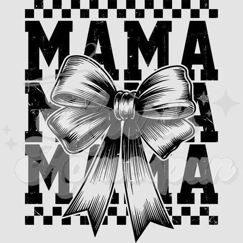 Mama Bow Checkered DTF Print