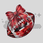 Red Sparkly Football with Bow DTF Print