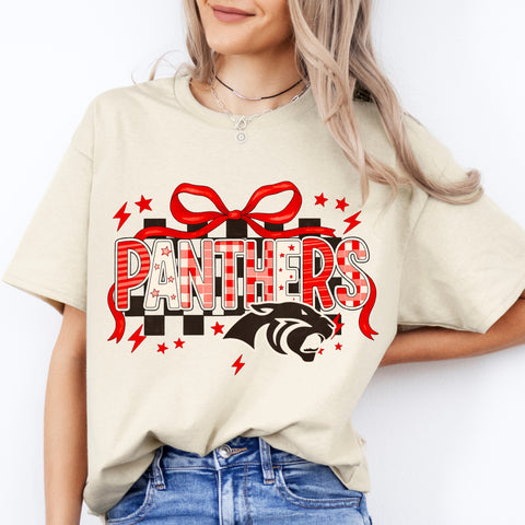 Red Bow Panthers Checkered Completed Top