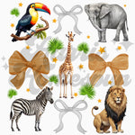 Zoo Animals with Bows DTF Print