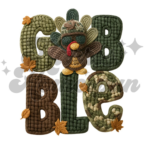 Yarn Gobble Camo Turkey DTF Print