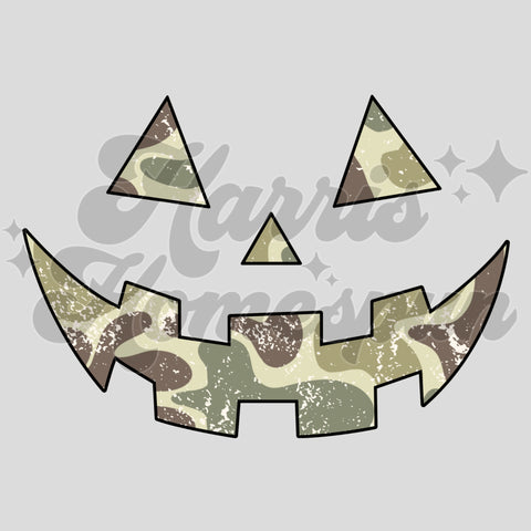 Camo Jack-O-Lantern Face DTF Print