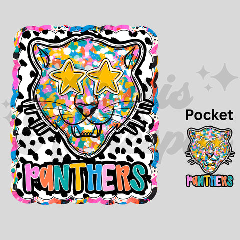 Colorful Panthers Dot Frame DTF Print (front and back)