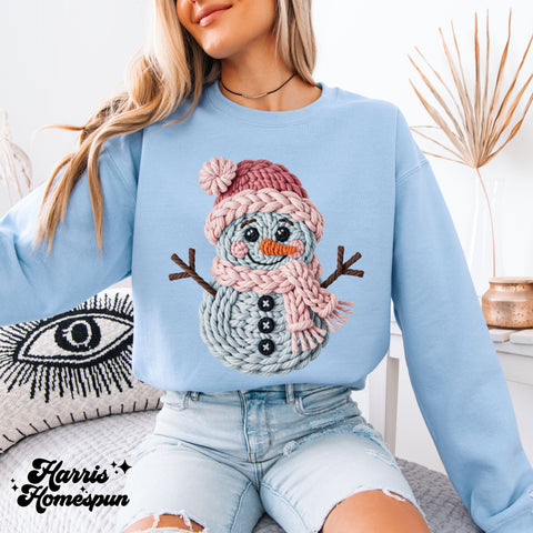 Pink Snowman Faux Yarn Completed Top
