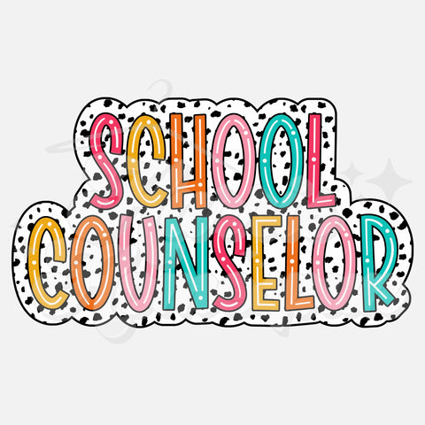 School Counselor Colorful with Dots DTF Print