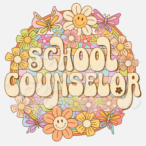 School Counselor Floral Circle DTF Print