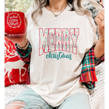 Floral MERRY Red Outline DTF Print