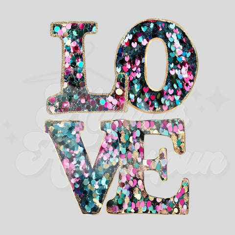 LOVE Faux Sequin DTF Print