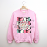 Mama with Pink Santa Head DTF Print