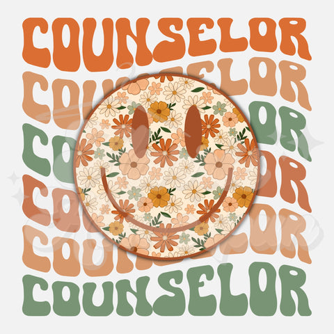 Counselor Floral Smiley DTF Print