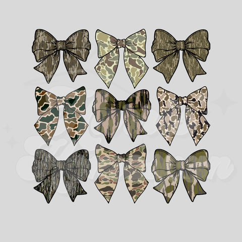 All Kinds of Different Camo Bows DTF Print