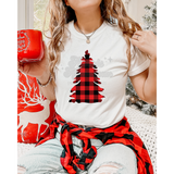 Red and Black Plaid Tree DTF Print