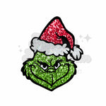 Faux Glitter Grinch Head DTF Print