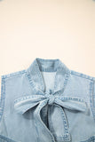 Light Denim Bow Neck Sleeveless Dress