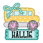 Girly Bus with Name DTF Print