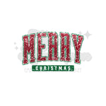 Red and Green Faux Glitter Merry Christmas Print