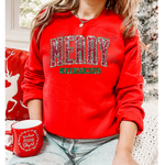 Red and Green Faux Glitter Merry Christmas Print