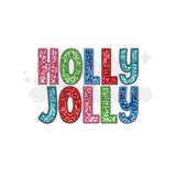 Holly Jolly Faux Glitter DTF Print