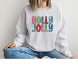 Holly Jolly Faux Glitter DTF Print