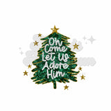 Let Us Adore Him Glitter Tree DTF Print