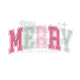 MERRY pink and green DTF Print