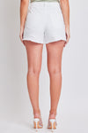 YMI Mom Fit Shorts With Frayed Hem & Side Slit White