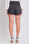 YMI Mom Fit Shorts With Frayed Hem & Side Slit Black