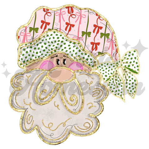 Pink Preppy Santa DTF Print