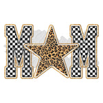 Checkered Leopard Star Mom DTF Print