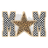 Checkered Leopard Star Mom DTF Print