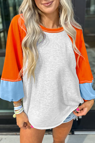 Ash Colorblock Orange and Blue Pullover
